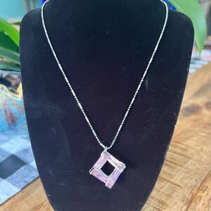 Pink crystal 18 kt gold plate necklace